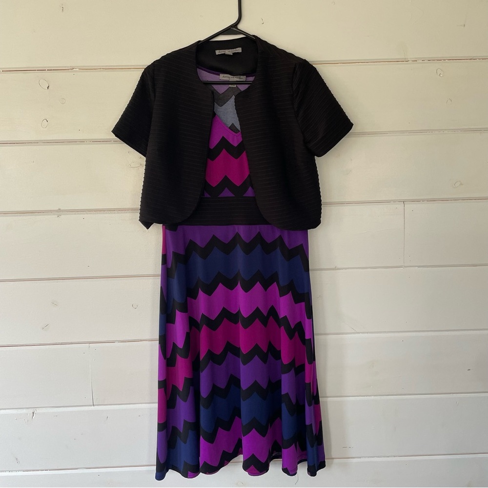 Danny and Nicole 2 Piece Chevron Purple Dress and Jacket